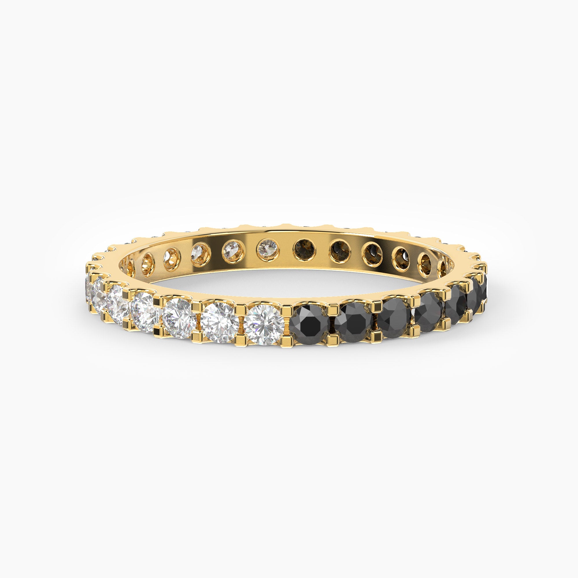 White & Black Diamond Eternity Band Classic Low Setting Style-VIRABYANI